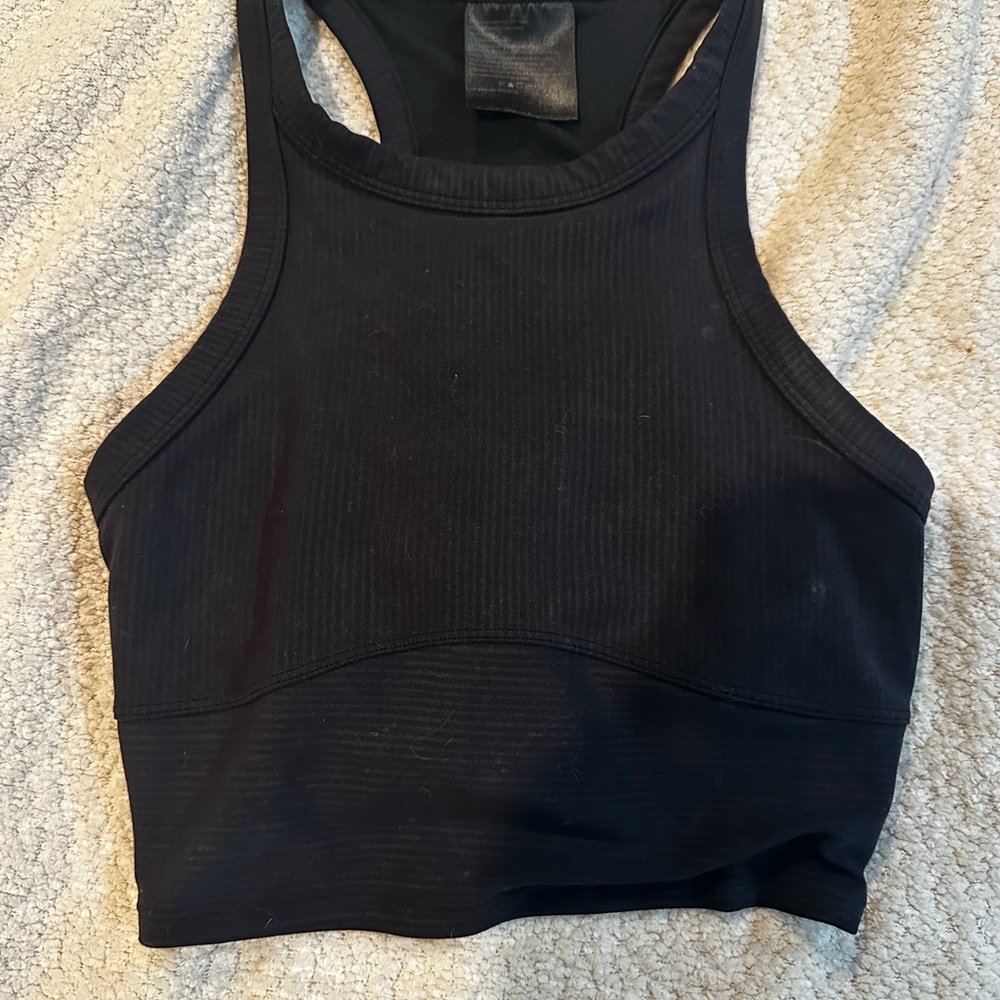 Lululemon Black Ribbed Racerback Crop Tank Top